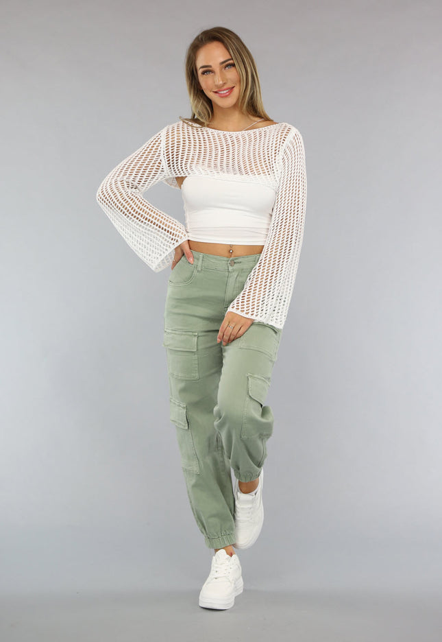 NEW0304 Witte Bolero met Wijduitlopende Mouwen