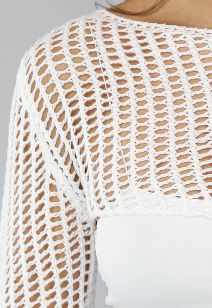 NEW0304 Witte Bolero met Wijduitlopende Mouwen