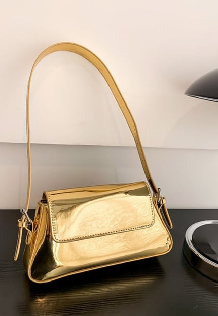 NEW0305 Gouden Verstelbare Metallic Schoudertas