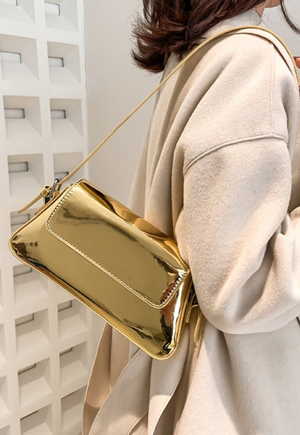 NEW0305 Gouden Verstelbare Metallic Schoudertas