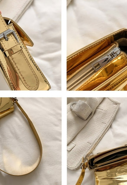 NEW0305 Gouden Verstelbare Metallic Schoudertas