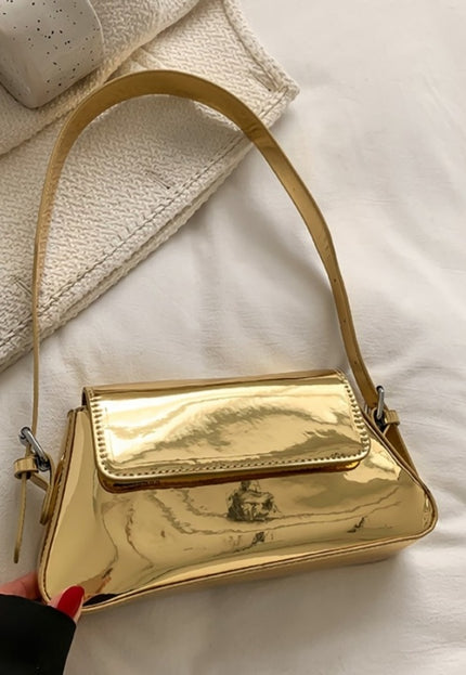 NEW0305 Gouden Verstelbare Metallic Schoudertas