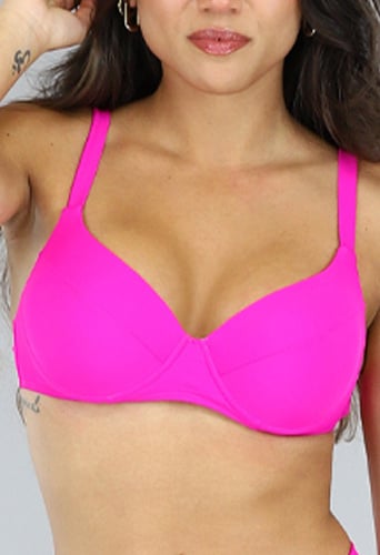 NEW0305 Neon Roze Push Up Bikinitop