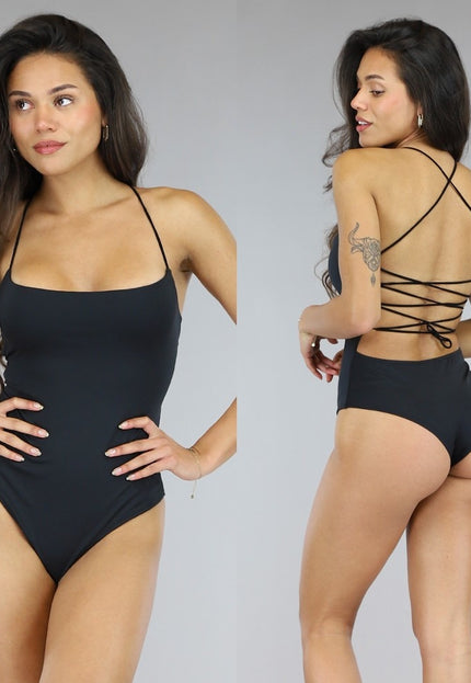 NEW0305 Open Rug Bodysuit Zwart
