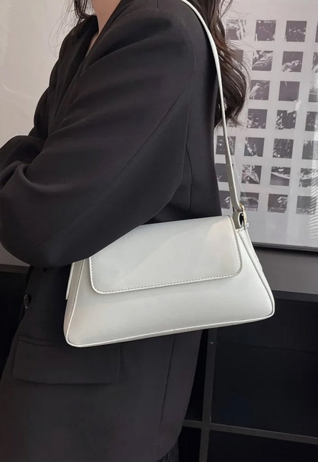 NEW0305 Witte Verstelbare Lederlook Schoudertas