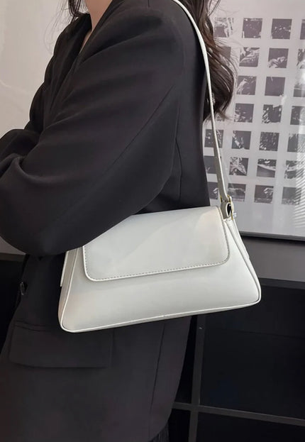 NEW0305 Witte Verstelbare Lederlook Schoudertas