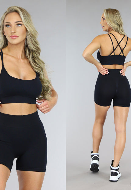 NEW0305 Zwart Sport-bh met Gedetailleerde Rug