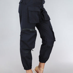 NEW0305 Zwarte Cargo Broek met Zakken