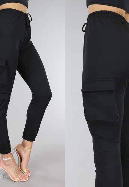 OP=OP.50.NL Zwarte Highwaist Cargo Broek