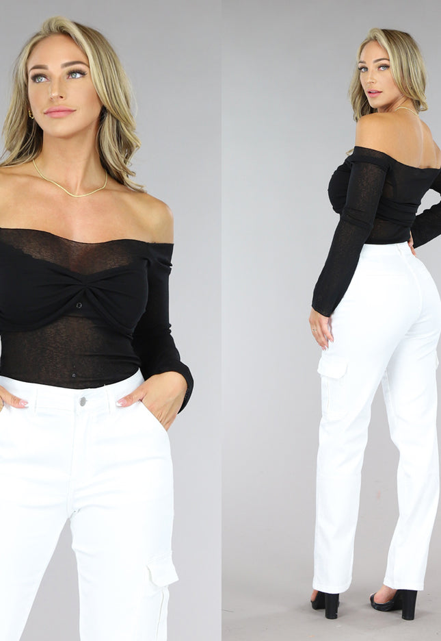 OP=OP.AV.09 Zwarte Off-Shoulder Top