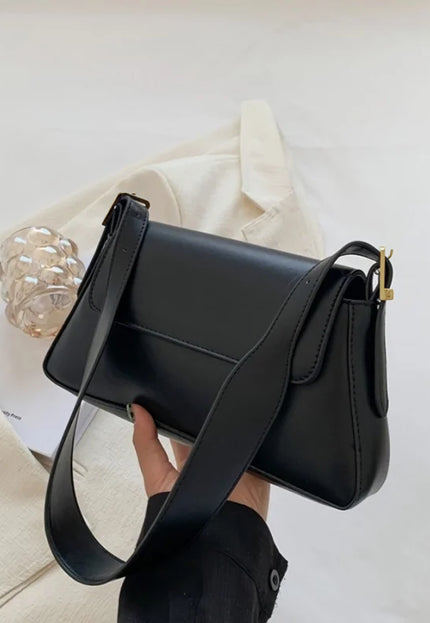 NEW0305 Zwarte Verstelbare Lederlook Schoudertas