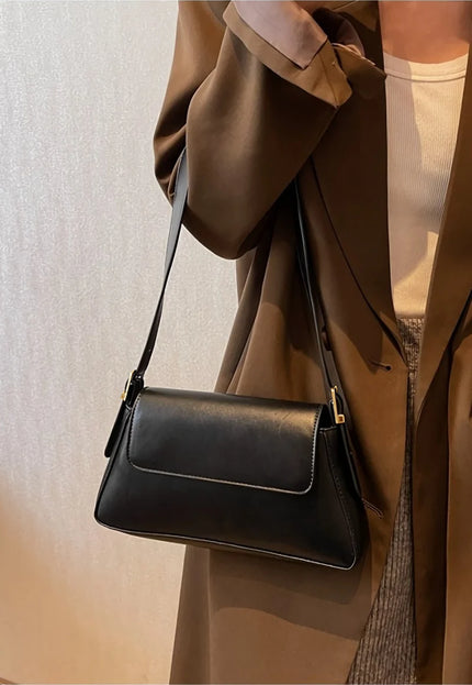 NEW0305 Zwarte Verstelbare Lederlook Schoudertas