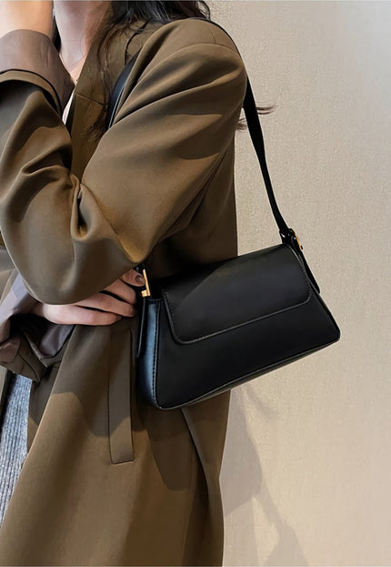 NEW0305 Zwarte Verstelbare Lederlook Schoudertas