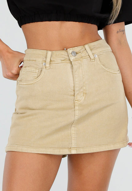 NEW030626 Beige Denim Skort met Stretch