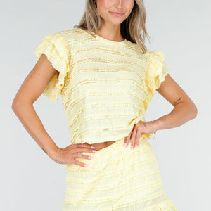 NEW030626 Butter Yellow Stretch Two Piece