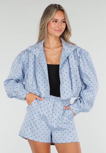 NEW030626 Lichtblauwe Polkadot Two Piece Set