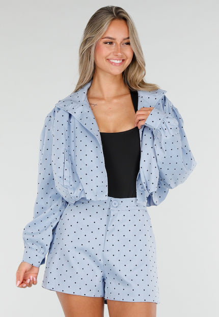 NEW030626 Lichtblauwe Polkadot Two Piece Set