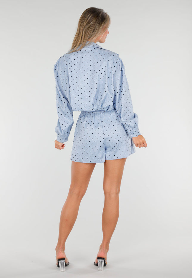 NEW030626 Lichtblauwe Polkadot Two Piece Set