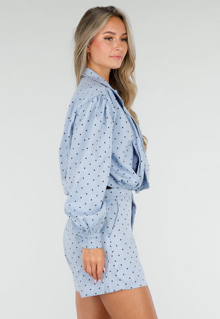 NEW030626 Lichtblauwe Polkadot Two Piece Set