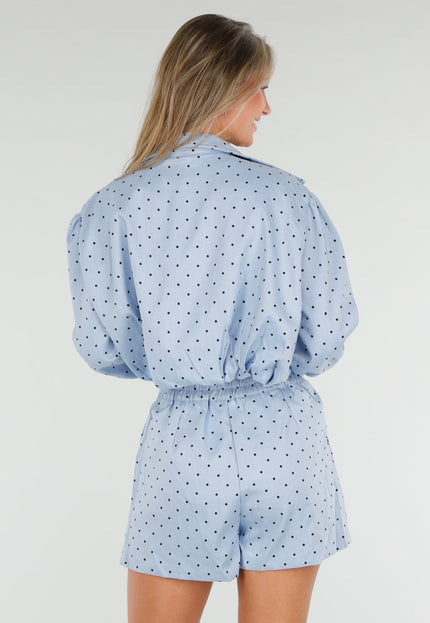 NEW030626 Lichtblauwe Polkadot Two Piece Set