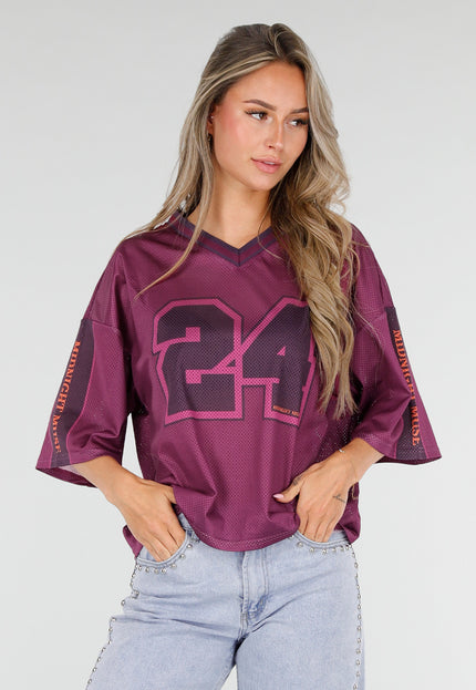 NEW030626 Paarse Mesh Oversized Jersey T-Shirt