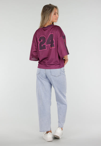 NEW030626 Paarse Mesh Oversized Jersey T-Shirt