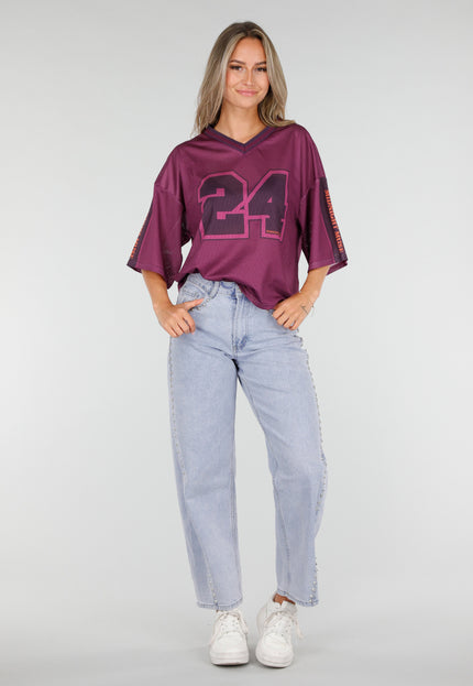 NEW030626 Paarse Mesh Oversized Jersey T-Shirt