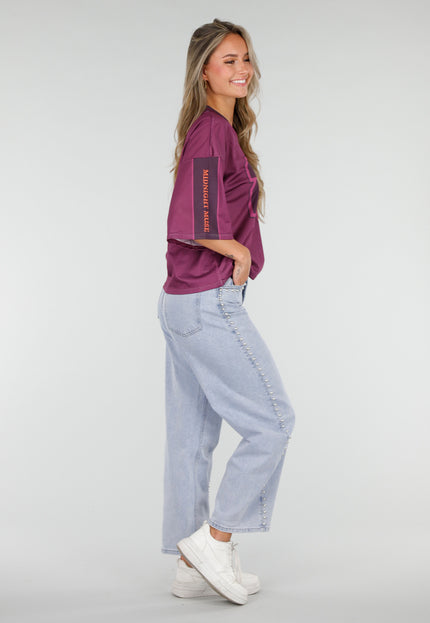 NEW030626 Paarse Mesh Oversized Jersey T-Shirt