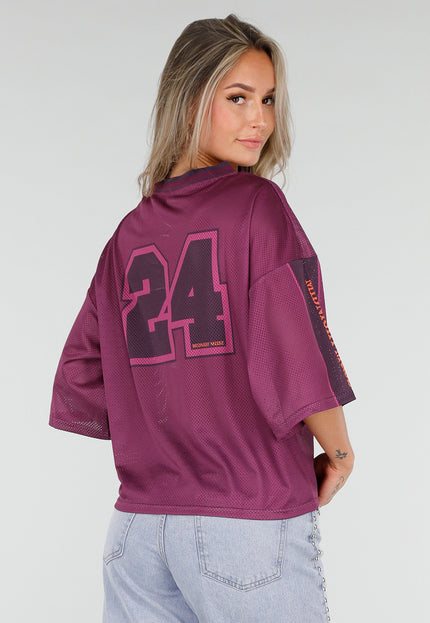 NEW030626 Paarse Mesh Oversized Jersey T-Shirt