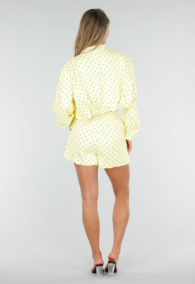 NEW030626 Pastelgele Polkadot Two Piece Set