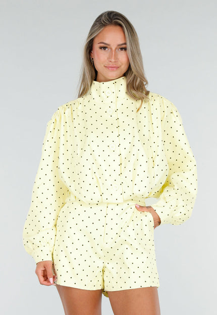 NEW030626 Pastelgele Polkadot Two Piece Set