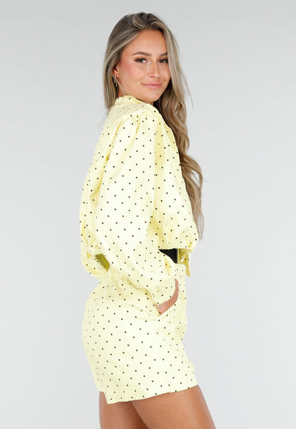 NEW030626 Pastelgele Polkadot Two Piece Set