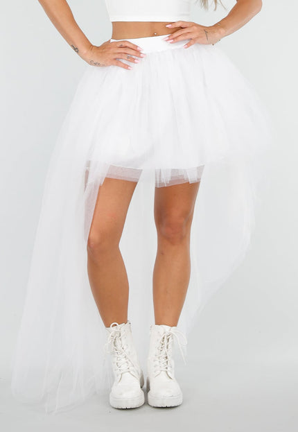 NEW030626 Witte Mesh High Low Rok