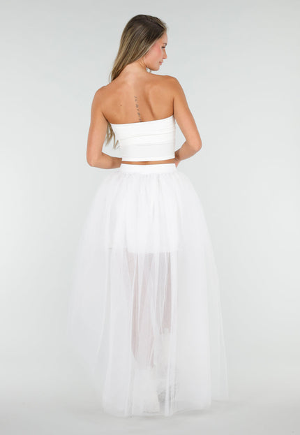 NEW030626 Witte Mesh High Low Rok