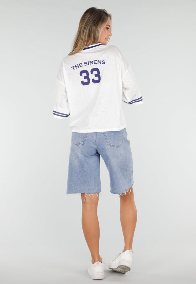 NEW030626 Witte Mesh Stretch Jersey T-Shirt