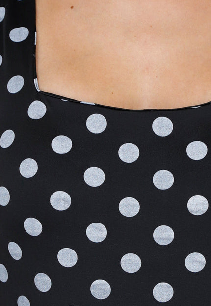 NEW030626 Zwarte Body met Grijze Polkadots