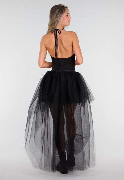 NEW030626 Zwarte Haltertop met Studdetails