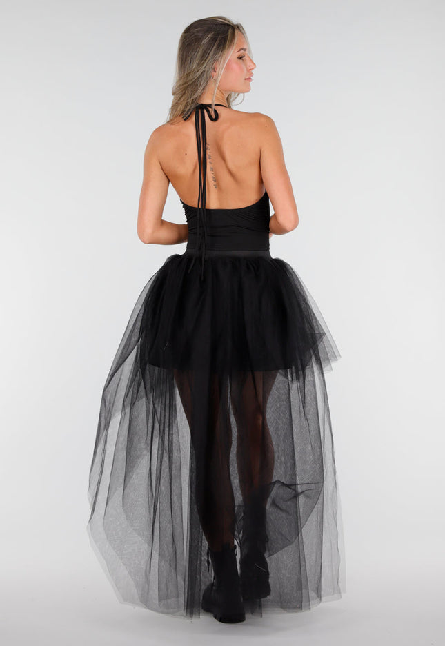 NEW030626 Zwarte Haltertop met Studdetails