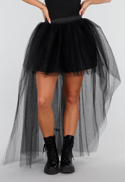 NEW030626 Zwarte Mesh High Low Rok