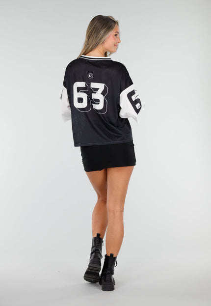 NEW030626 Zwarte Mesh Oversized Jersey T-Shirt