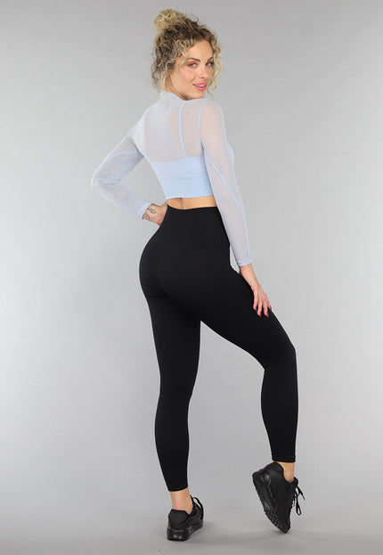 NEW0307 Babyblauwe Longsleeve Mesh Top
