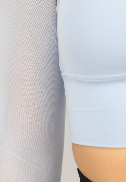 NEW0307 Babyblauwe Longsleeve Mesh Top