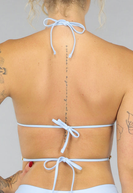 NEW0307 Lichtblauw Padded Triangel Bikinitopje met Schelpjes