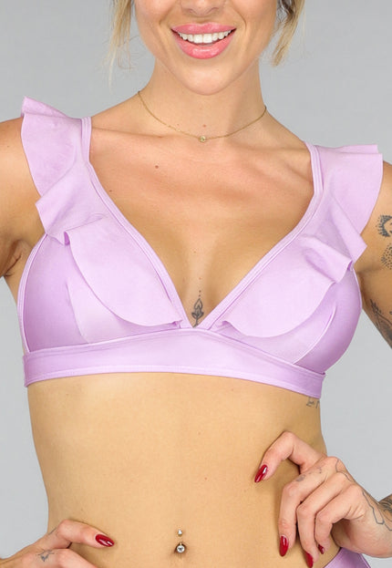 OP=OP.AV.12 Sparkle Lila Triangel Bikini Top met Ruches
