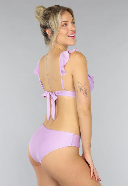 OP=OP.AV.12 Sparkle Lila Triangel Bikini Top met Ruches