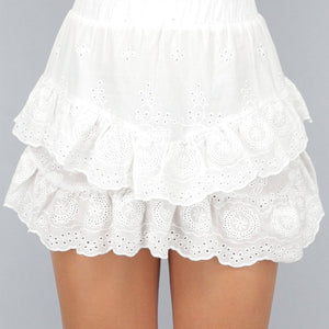 NEW0307 Wit Broderie Rokje met Ruches