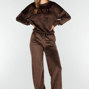 OP=OP.48.NL Velours Stretch Huispak in Bruin