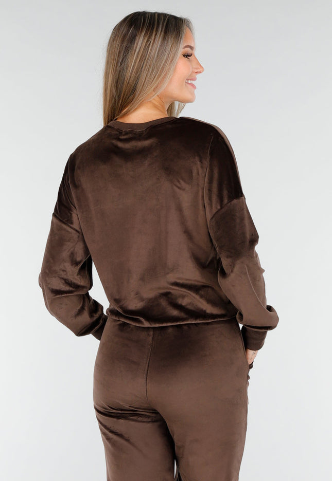 OP=OP.48.NL Velours Stretch Huispak in Bruin