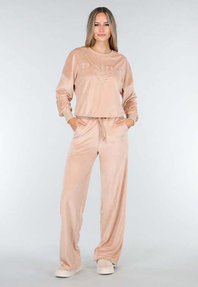 OP=OP.48.NL Roze Velours Stretch Joggingpak