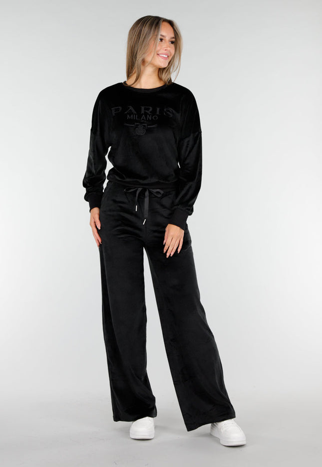 NEW030925 Zwart Velours Stretch Huispak